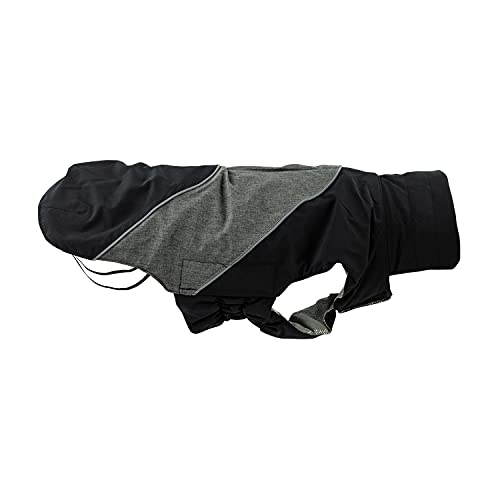 JEGGO Thermal Lining, Winter-Hundemantel, mit wärmeisolierendem Thermofutter, Wasser- und Winddicht, optimale Passform, mit beidseitig zu öffnendem Reißverschluss (grau-schwarz, 32 cm) von JEGGO