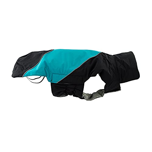 JEGGO Thermal Lining, Winter-Hundemantel, mit wärmeisolierendem Thermofutter, Wasser- und Winddicht, optimale Passform, mit beidseitig zu öffnendem Reißverschluss (türkis-schwarz, 28 cm) von JEGGO