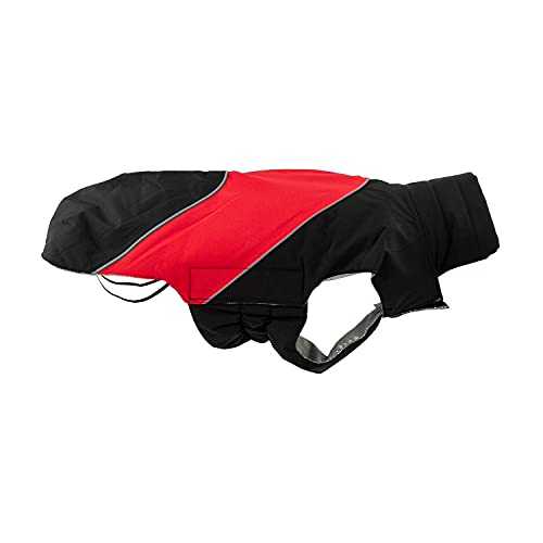 JEGGO Thermal Lining, kälteabweisender Winter-Hundemantel, mit wärmeisolierendem Thermofutter, wasser- und winddicht, optimale Passform, mit beidseitig zu öffnendem Reißverschluss (rot-schwarz, 28 cm) von JEGGO