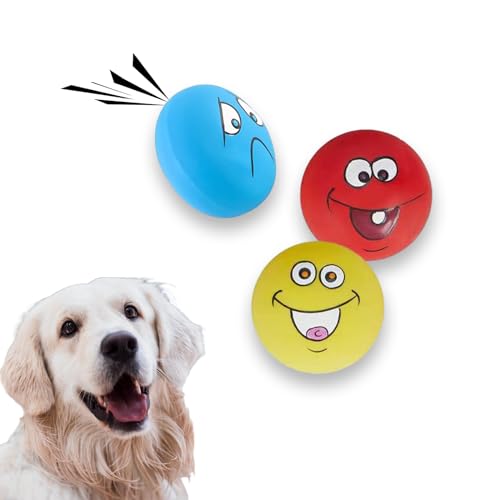 JEHANOIRY Quietschender Hundeball, interaktives Latex-Gummi, quietschendes Spielzeug, Apportier-Spielbälle, Haustier-Trainingsball, hoher Sprungball für kleine und mittelgroße Hunde, 3 Stück von JEHANOIRY