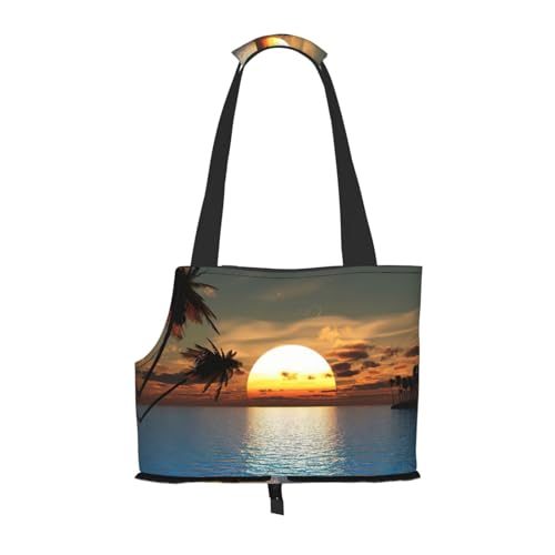 Strandtasche mit Sonnenaufgang-Aufdruck, Hundetragetasche für kleine Hunde, Katzen und Kaninchen von JEJEA