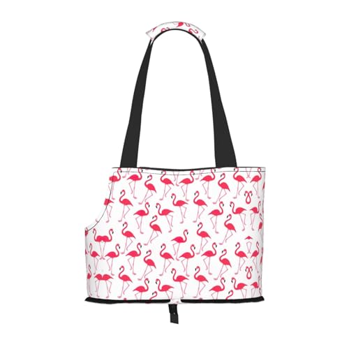 Tragetasche für kleine Hunde, Katzen und Kaninchen, Rosa mit Flamingo-Muster von JEJEA