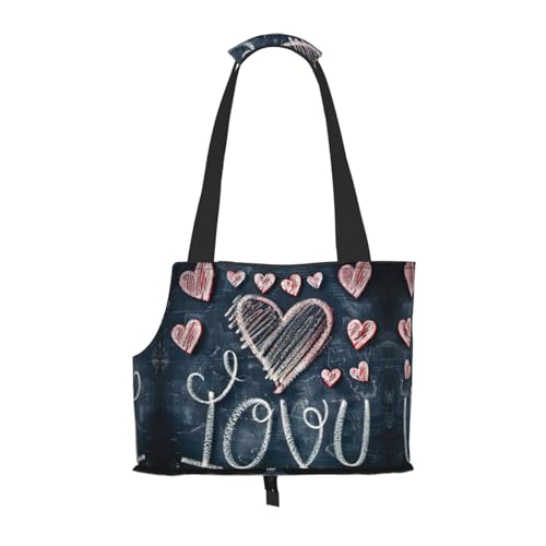 Tragetasche mit Aufschrift "I Love You Words with Hearts", für kleine Hunde, Katzen und Kaninchen von JEJEA