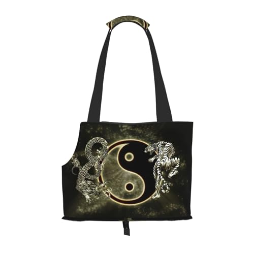 Yin Yang Tragetasche mit Drachen-Tiger-Aufdruck, für kleine Hunde, Katzen und Kaninchen von JEJEA