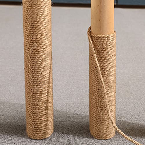 Natürliches Hanfseil, 0,6 cm, robuste Jute-Schnur für Kratzbaum und Turm, DIY-Katzenkratzbaum für Katzenkratzbaum, Kratzmatte, Bastelarbeiten, Gartenarbeit, Hängematte, Heimdekoration (1,8 m) von JEPNJPU