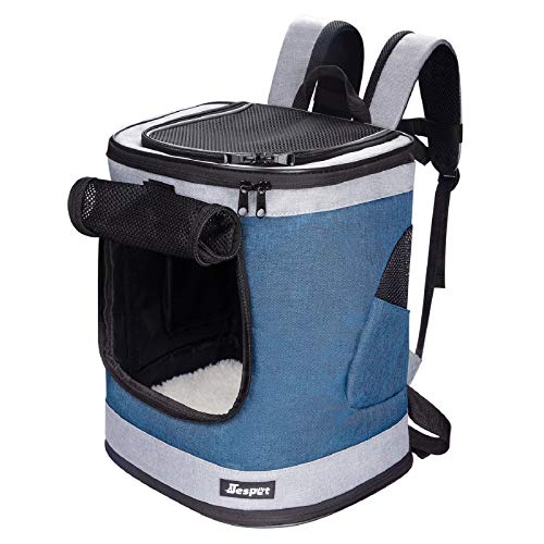 JESPET Haustier-Rucksack für kleine Hunde, Welpen, weicher Rucksack, ideal für Reisen, Wandern, Spaziergänge und Outdoor-Aktivitäten mit Familie, 13”Lx 12”Wx 17”H, blau / grau von JESPET