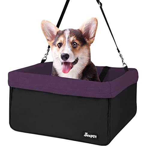 JESPET & GOOPAWS Hunde-Sitzerhöhung für Autos, tragbarer Hunde-Autositz mit Sicherheitsgurt für 10,9 kg Haustiere (lila, 40,6 cm L x 33 cm T x 22,9 cm H) von JESPET