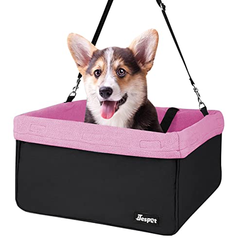 JESPET & GOOPAWS Hunde-Sitzerhöhung für Autos, tragbarer Hunde-Autositz mit Sicherheitsgurt für Haustiere mit 10,9 kg (Rosa-40,6 cm L x 33 cm T x 22,9 cm H) von JESPET