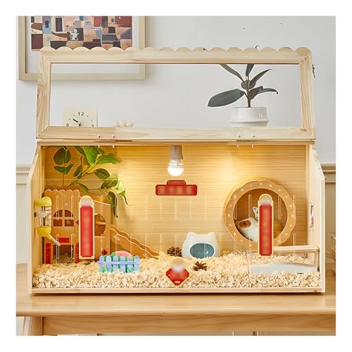 Großer Käfig Für Haustiere, Hamsterkäfig Und Lebensraum-Spielplatz, Mit Zu Öffnender Oberseite, Bissfester Hamsterkäfig Aus Acryl, Kompletter Satz Zubehör Für Zuchtkäfig(B,80cm) von JETXYHUB