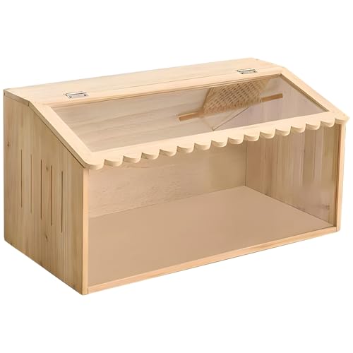 Rutin-Futterbox Für Hühner, Kleintierkäfig, Haustierhaus, Hamsterkäfig Mit Holzrahmen Und Acrylplatten, Zu Öffnende Oberseite, Für Kaninchen, Meerschweinchen, Rutin-Hühner(A,80cm) von JETXYHUB