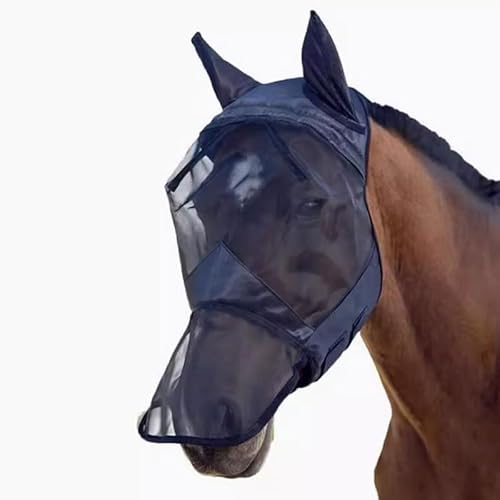 Feinmaschige Fliegenmaske for Pferde, Vollgesichtsschutzmaske for Pferde, Augenmaske for Pferde, Großer Augenabstand, Atmungsaktiv Und Komfortabel, Gegen UV-Strahlung Und Fluginsekten von JFBHSD