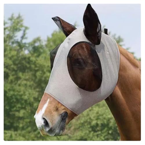 Schutzmaske for Pferde, Augenmaske Gegen Pferdefliegen, Fliegenmaske for Pferde, Pferdehaube, Pferdebedarf, Atmungsaktiv, Anti-Mücken Und Anti-UV, Weich Und Bequem(Gray) von JFBHSD