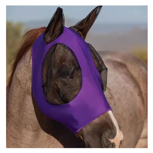 Schutzmaske for Pferde, Augenmaske Gegen Pferdefliegen, Fliegenmaske for Pferde, Pferdehaube, Pferdebedarf, Atmungsaktiv, Anti-Mücken Und Anti-UV, Weich Und Bequem(Purple) von JFBHSD