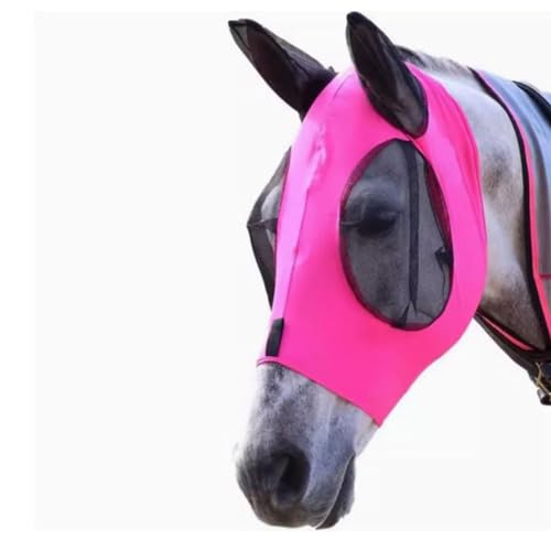 Schutzmaske for Pferde, Augenmaske Gegen Pferdefliegen, Fliegenmaske for Pferde, Pferdehaube, Pferdebedarf, Atmungsaktiv, Anti-Mücken Und Anti-UV, Weich Und Bequem(Red) von JFBHSD