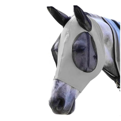 Schutzmaske for Pferde, Fliegenmaske for Pferde, Pferdehaube, Einteilig, Verschleißfest, Elastisch, Atmungsaktiv, Sonnenschutz, Insekten- Und Mückenschutz Usw.(White) von JFBHSD