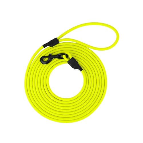 5M/10M Outdoor wasserdichte PVC-Hundeleine, Einfarbige Haustierleine, Leicht Zu Reinigende Hundeleine, Hundecamping-Trainingsleine, Geeignet Für Kleine, Mittlere Und Große Hunde,Gelb,S 1,2M von JFERDX