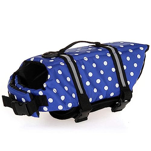 Bedruckte Hunde-Badeanzug-Jacke, Outdoor-reflektierende Hunde-Schwimmweste, Modische Hunde-Badebekleidung, Hunde-Schwimmweste, Sommer-Sicherheits-Haustier-Schwimmweste Für Kleine Und Mittelgroße Hunde,Tiefes Blau,XS von JFERDX