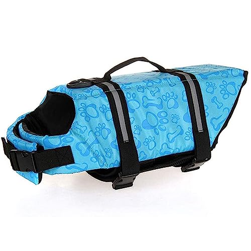 Bedruckte Hunde-Badeanzug-Jacke, Outdoor-reflektierende Hunde-Schwimmweste, Modische Hunde-Badebekleidung, Hunde-Schwimmweste, Sommer-Sicherheits-Haustier-Schwimmweste Für Kleine Und Mittelgroße Hunde,Blau,XXS von JFERDX