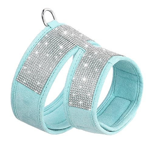 Bling Strass-Hundegeschirr, Weiches Wildleder, Hunde- Und Katzengeschirr, Weste, Geschirr, Niedliches Strass-Zubehör, Verstellbares Haustiergeschirr, Chihuahua, Mops, Besetztes Strassgeschir von JFERDX