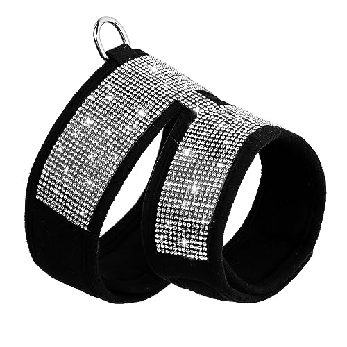 Bling Strass-Hundegeschirr, Weiches Wildleder, Hunde- Und Katzengeschirr, Weste, Geschirr, Niedliches Strass-Zubehör, Verstellbares Haustiergeschirr, Chihuahua, Mops, Besetztes Strassgeschir von JFERDX