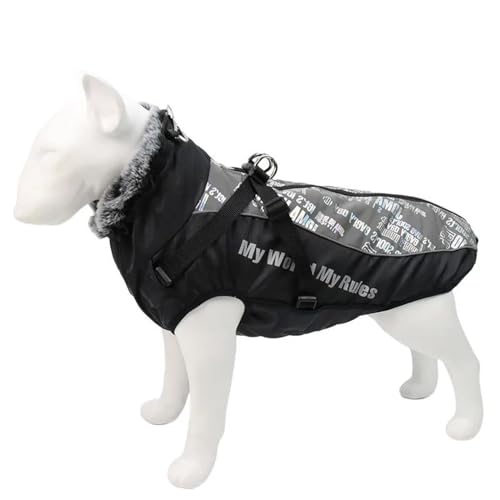 Große Hundejacke, Labrador, Bulldogge, Collie, Kleidung, Outdoor, Wind- Und Wasserdicht, Große Hundejacke, Kleidung, Winter, Warme Hundejacke Mit Geschirr, Fellkragen, Warme Haustierjacke, K von JFERDX