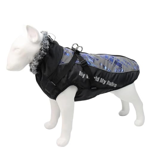 Große Hundejacke, Labrador, Bulldogge, Collie, Kleidung, Outdoor, Wind- Und Wasserdicht, Große Hundejacke, Kleidung, Winter, Warme Hundejacke Mit Geschirr, Fellkragen, Warme Haustierjacke, K von JFERDX