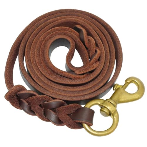 Handgewebte Leder-Hundeleine, Haustier-Walking-Trainingsleine, Strapazierfähige Leder-Hundeleine, Einfarbige Hundeleine, Mittelgroßer Großer Hund, Deutscher Schäferhund,Schwarz,16 Mm X 120 C von JFERDX