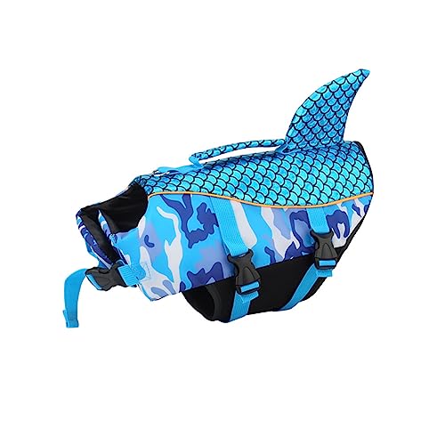 Haustier-Schwimmweste, Verstellbarer Hunde-Badeanzug, Pool, Strand, Haustier-Badebekleidung, Modische Outdoor-reflektierende Skala, Hunde-Schwimmweste, Hunde-Schwimm-Badeanzug Für Mittelgroße Und Große Hunde,Blau,XS von JFERDX