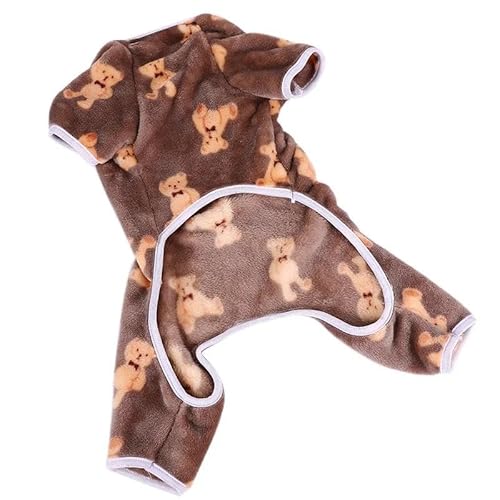 Herbst Und Winter, Weicher, Bequemer, Warmer Fleece-Hunde-Pyjama, Französische Bulldogge, Chihuahua-Overall, Pudel, Shih Tzu-Pyjama, Overall, Geeignet Für Kleine Hunde Und Katzen,Kaffee,M von JFERDX