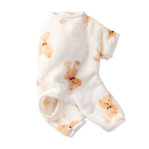 Herbst Und Winter, Weicher, Bequemer, Warmer Fleece-Hunde-Pyjama, Französische Bulldogge, Chihuahua-Overall, Pudel, Shih Tzu-Pyjama, Overall, Geeignet Für Kleine Hunde Und Katzen,Weiss,XS von JFERDX