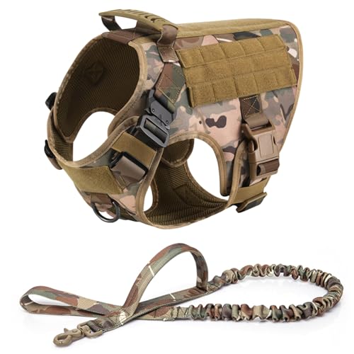 K9 Deutscher Schäferhund, Golden Retriever, Militärisches Taktisches Geschirr, Weste, Outdoor-Training, Camping, Jagd, Hundegeschirr Und Leine, Set Aus Robustem Nylon-Hundegeschirr,A,M (15–3 von JFERDX