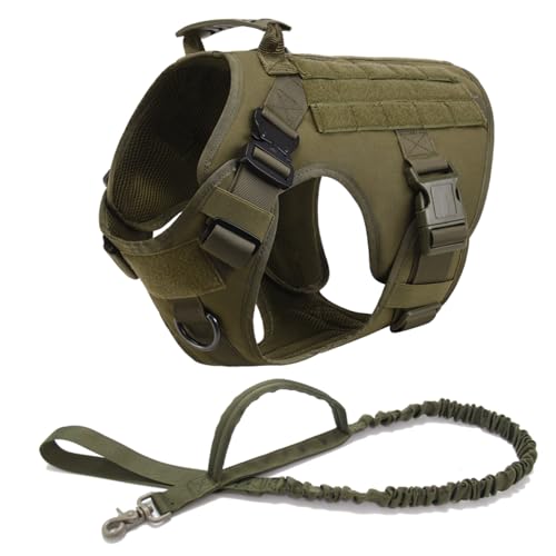 K9 Deutscher Schäferhund, Golden Retriever, Militärisches Taktisches Geschirr, Weste, Outdoor-Training, Camping, Jagd, Hundegeschirr Und Leine, Set Aus Robustem Nylon-Hundegeschirr,B,M (15–3 von JFERDX