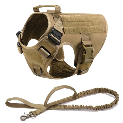 K9 Deutscher Schäferhund, Golden Retriever, Militärisches Taktisches Geschirr, Weste, Outdoor-Training, Camping, Jagd, Hundegeschirr Und Leine, Set Aus Robustem Nylon-Hundegeschirr,D,L (30–4 von JFERDX