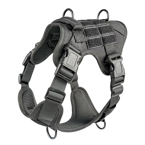 Militärische Taktische Hundegeschirr-Weste, Strapazierfähiges Nylon-Hundegeschirr, Haustiergeschirr, Mittelgroßer Großer Hund, Outdoor-Training, Wandern, Camping, Jagdgeschirr,Schwarz,XL von JFERDX