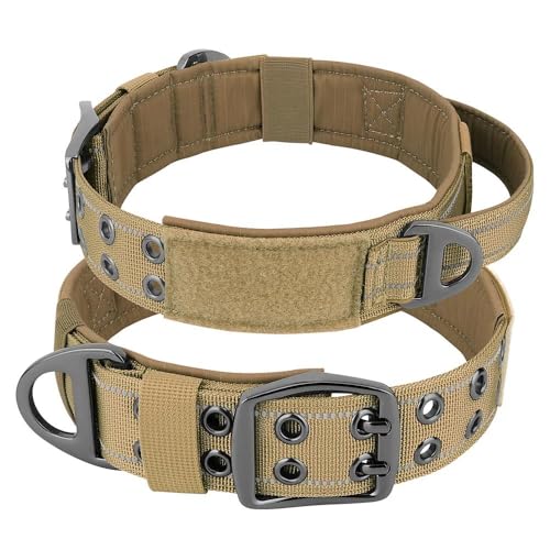 Militärisches taktisches Hundehalsband, atmungsaktives Nylon, für Camping, Training, Jagd, Halskette mit Griff, Hundehalsband, geeignet für mittelgroße und große Hunde, Französische Bulldogge, von JFERDX