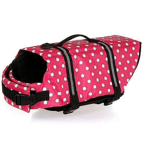 Modischer, Bequemer Hunde-Badeanzug, Hunde-Schwimmweste, Sommer-Haustier-Schwimmweste, Surf-Anzug, Verstellbare, Bedruckte Hunde-Badeanzug-Jacke, Outdoor-reflektierende Hunde-Schwimmweste,Rosenrot,XXS von JFERDX