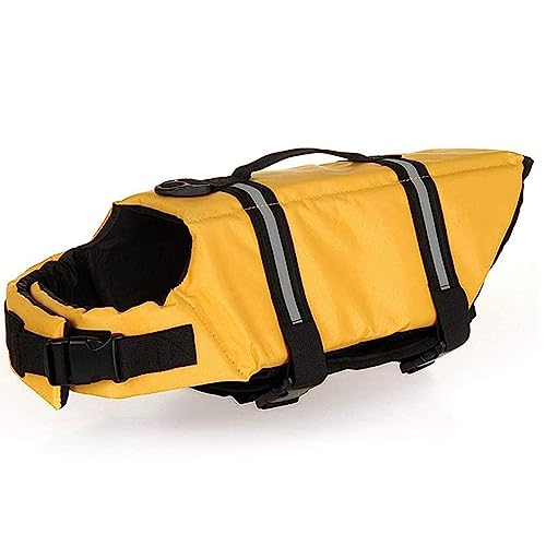 Modischer, Bequemer Hunde-Badeanzug, Hunde-Schwimmweste, Sommer-Haustier-Schwimmweste, Surf-Anzug, Verstellbare, Bedruckte Hunde-Badeanzug-Jacke, Outdoor-reflektierende Hunde-Schwimmweste,Gelb,XXS von JFERDX