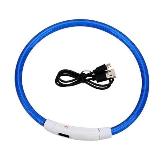 Outdoor-LED-USB-Katzen-Hundehalsband, LED-Hundehalsband, Sicherheitshalsband, 3 Modi, LED-Licht, leuchtend, Anti-Verlust-LED-Halsband für Hunde, Haustierzubehör, Blau, Größe M (50 cm) von JFERDX