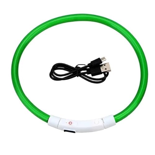 Outdoor-LED-USB-Katzen-Hundehalsband, LED-Hundehalsband, Sicherheitshalsband, 3 Modi, LED-Licht, leuchtend, Anti-Verlust-LED-Halsband für Hunde, Haustierzubehör, Grün, L (70 cm) von JFERDX