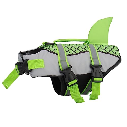 Outdoor Reflektierender Hunde-Badeanzug, Sommer-Haustier-Badebekleidung, Hunde-Schwimmweste, Weste, Kleidung, Hunde-Schwimmweste, Strand, Pool, Glänzende Schuppen, Haustier-Schwimm-Badeanzug,Grün,L von JFERDX