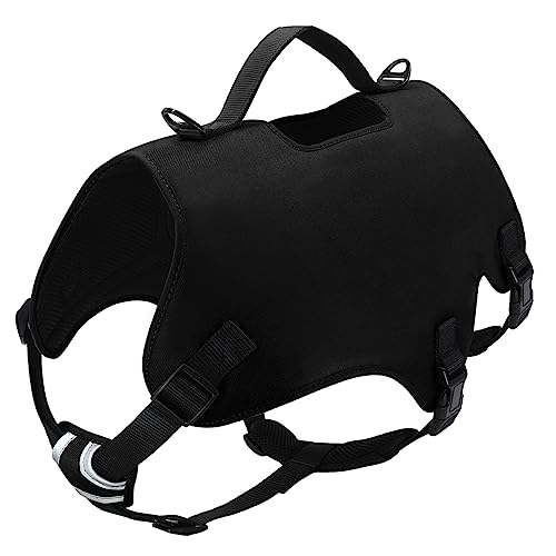 Outdoor Reflektierendes Hundegeschirr Weste Mesh Nylon Hundegeschirr Verstellbares Hundegeschirr Deutscher Schäferhund Dobermann Training Camping Jagdgeschirr,Schwarz,L von JFERDX