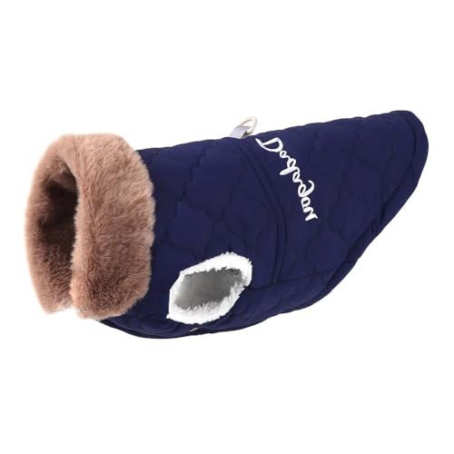 Outdoor Winddichte Haustierjacke Winter Verdickte Warme Wolle Hundejacke Mantel Leichte Weiche Haustiermantelweste Für Kleine Und Mittelgroße Hunde Chihuahua Möpse,Blau,2XL von JFERDX