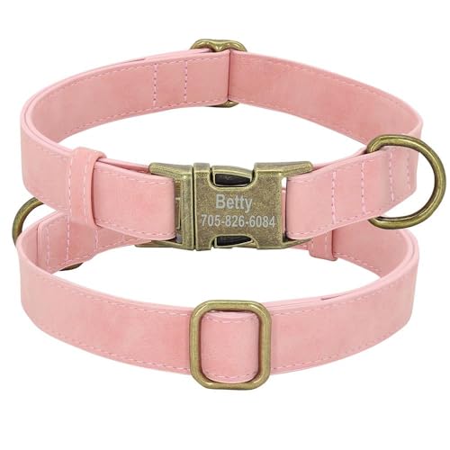 Personalisierbares, verstellbares Hundehalsband, mit Metallschnalle, Leder, gepolstert, für Labrador, Pitbull, Bulldogge, Deutscher Schäferhund, A, L von JFERDX