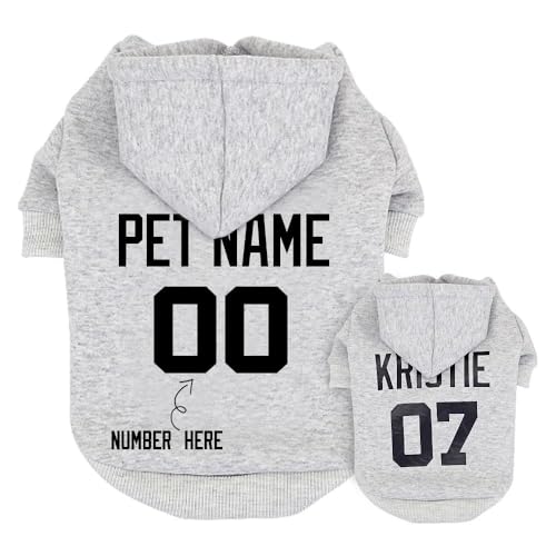 Personalisierte Kosename-Kleidung, Individuelle Hunde-Kapuzenpullover, Große Hundekleidung, Französische Bulldogge, Labrador-Kleidung, Passend Für Kleine, Mittelgroße Und Große Hunde, XS-6XL,GRAU von JFERDX