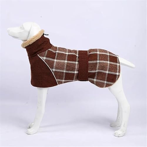 Reflektierende, Winddichte Haustier-Kleidung Für Den Außenbereich, Weicher, Bequemer Hundemantel, Winter-Dicke Warme Hundejacke, Karierter Hundemantel Für Kleine Große Hunde,Kaffee,M von JFERDX