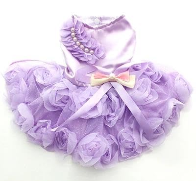 Rosette Schleife Haustierkleid Haustier Hund Prinzessin Hochzeitskleid Ballettrock Katze Welpenrock Frühling Und Sommer Haustierkleidung,Lila,S von JFERDX