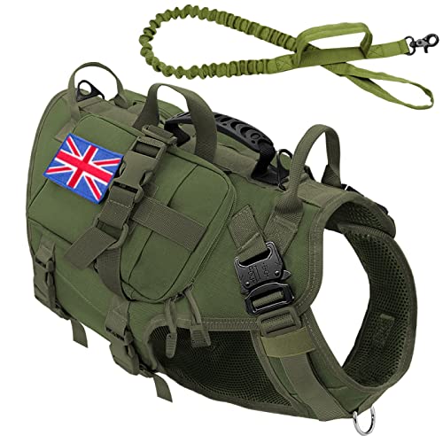 Strapazierfähiges Nylon-Set Aus Militärischem, Taktischem, Verstellbarem Hundegeschirr Und Leine, Kein Ziehen, Haustiergeschirr, Weste, Outdoor, Labrador, Deutscher Schäferhund, Training, Wa von JFERDX