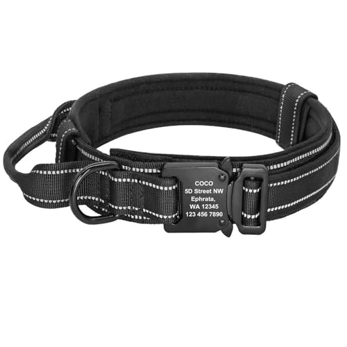 Taktisches Militär-Hundehalsband, Nylon, reflektierend, für kleine, mittelgroße und große Hunde, verstellbar, schwarz, Größe XL von JFERDX