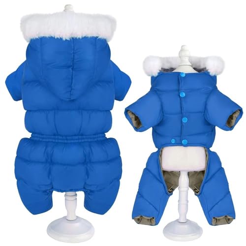 Warme Fleece-Jacke Für Kleine Und Mittelgroße Hunde, Winter, Warme, Weiche Und Bequeme Hundejacke, Einfarbige Hunde-Kapuzenjacke, Haustier-Overall, Winddichte Und wasserdichte Hundejacke Für von JFERDX