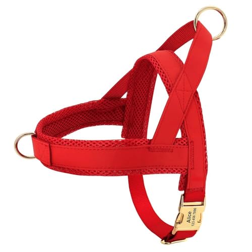 Weiches, Bequemes Nylon-Hundegeschirr, Weste Für Outdoor-Hunde, Camping, Trainingsgeschirr, Personalisiertes Hundegeschirr, Verstellbares Hundegeschirr Für Kleine Und Mittelgroße Hunde,Rot,XL von JFERDX